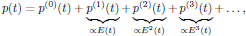 $$
  p(t)=p^{(0)}(t)+\underbrace{p^{(1)}(t)}_{\propto E(t)}
                 +\underbrace{p^{(2)}(t)}_{\propto E^2(t)}
                 +\underbrace{p^{(3)}(t)}_{\propto E^3(t)}
                 +\ldots,
$$