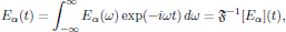 $$
  E_{\alpha}(t)=\int^{\infty}_{-\infty}E_{\alpha}(\omega)
    \exp(-i\omega t)\,d\omega=\fourier^{-1}[E_{\alpha}](t),\eqno{(1')}
$$
