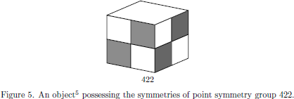 Figure 5. An object\footnote{${}^5$}{The figure illustrating
  the point symmetry group $422$ is taken from N.~W.~Ashcroft and
  N.~D.~Mermin, {\sl Solid state physics} (Saunders College Publishing,
  Orlando, 1976), page~122.} possessing the symmetries of point symmetry
  group $422$.