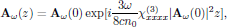 $$
  {\bf A}_{\omega}(z)={\bf A}_{\omega}(0)
    \exp[i{{3\omega}\over{8cn_0}}\chi^{(3)}_{xxxx}|{\bf A}_{\omega}(0)|^2 z],
$$